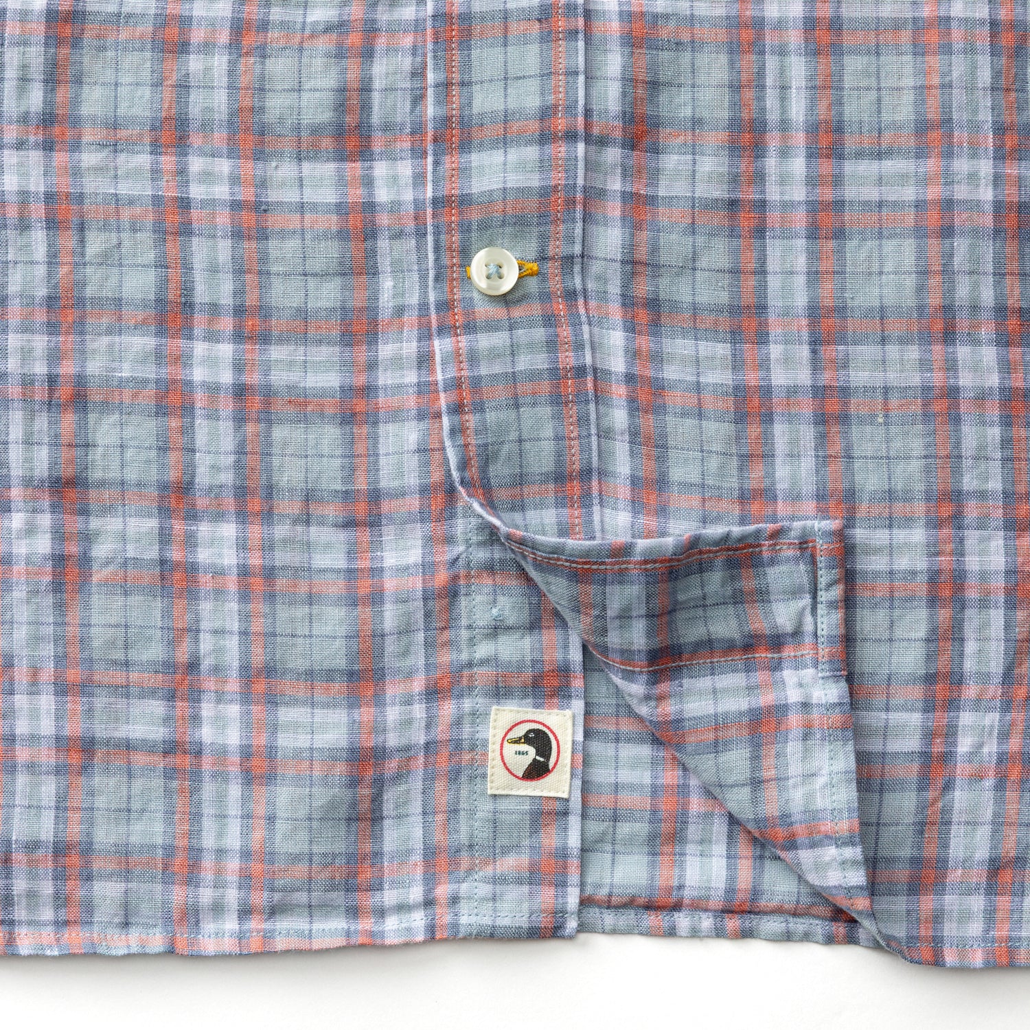 Linen Poplin Sport Shirt - Piers Plaid - Sky Blue