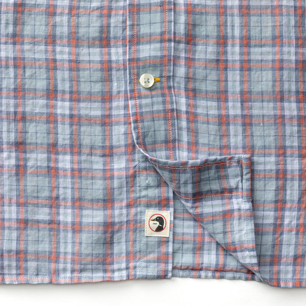 Linen Poplin Sport Shirt - Piers Plaid - Sky Blue