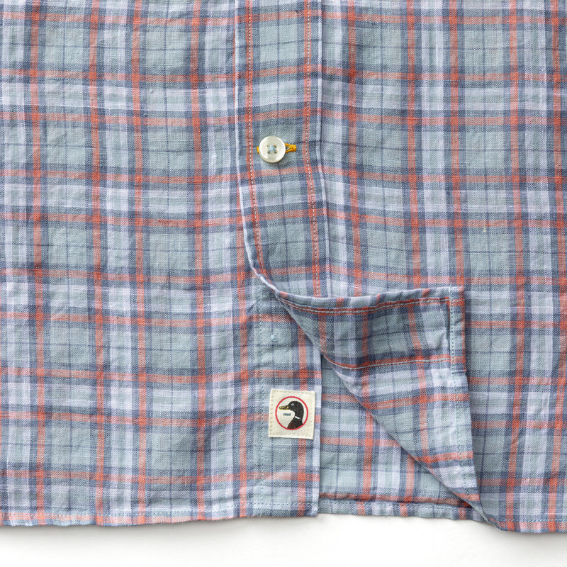 Linen Poplin Sport Shirt - Piers Plaid - Sky Blue
