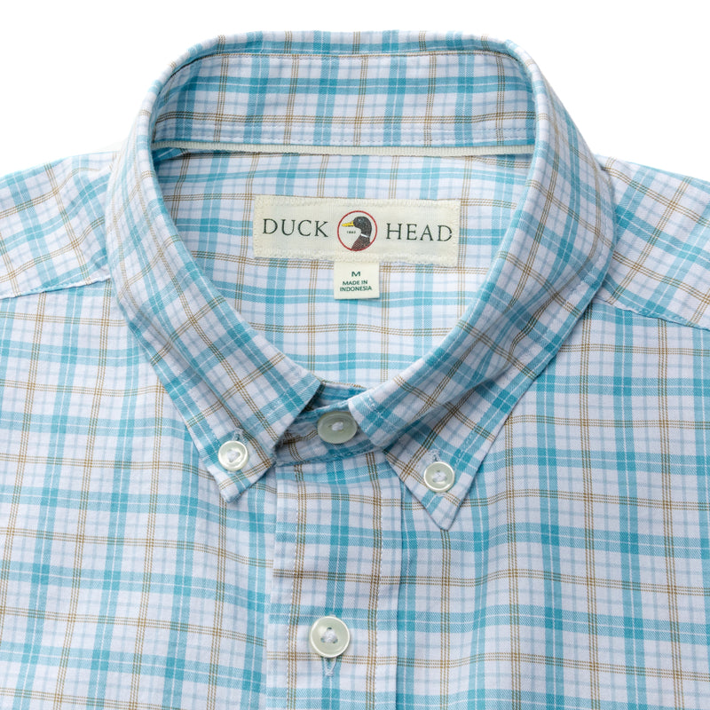 Cotton Twill Sport Shirt - York Plaid - Lake Blue