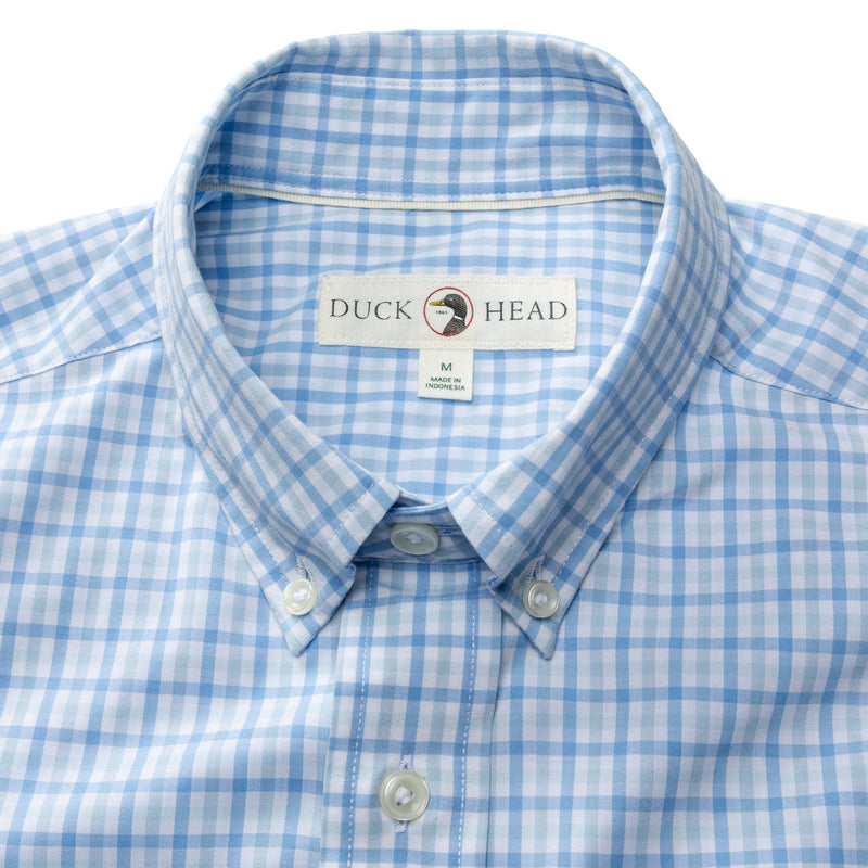 Performance Poplin Sport Shirt - Shaw Gingham - Sky Blue