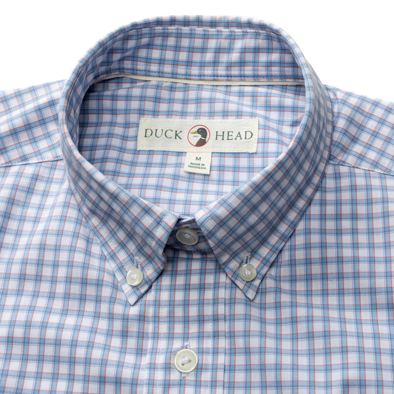 Performance Poplin Sport Shirt - Quinn Plaid - Serenity Blue