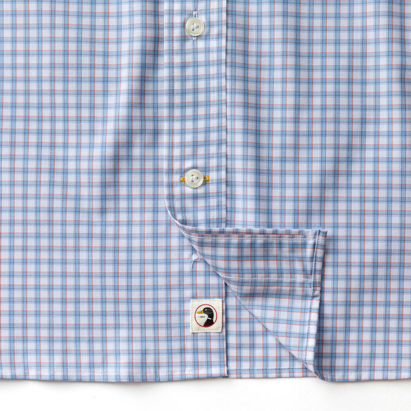 Performance Poplin Sport Shirt - Quinn Plaid - Serenity Blue