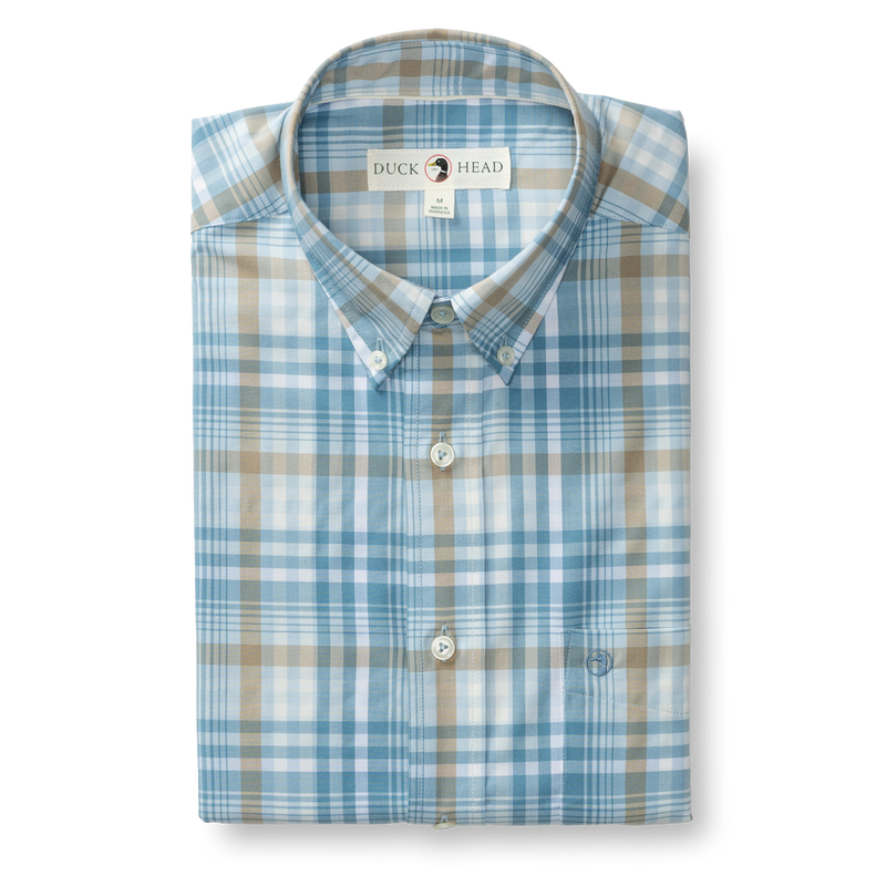 Performance Poplin Sport Shirt - Bunkley Plaid - Sky Blue