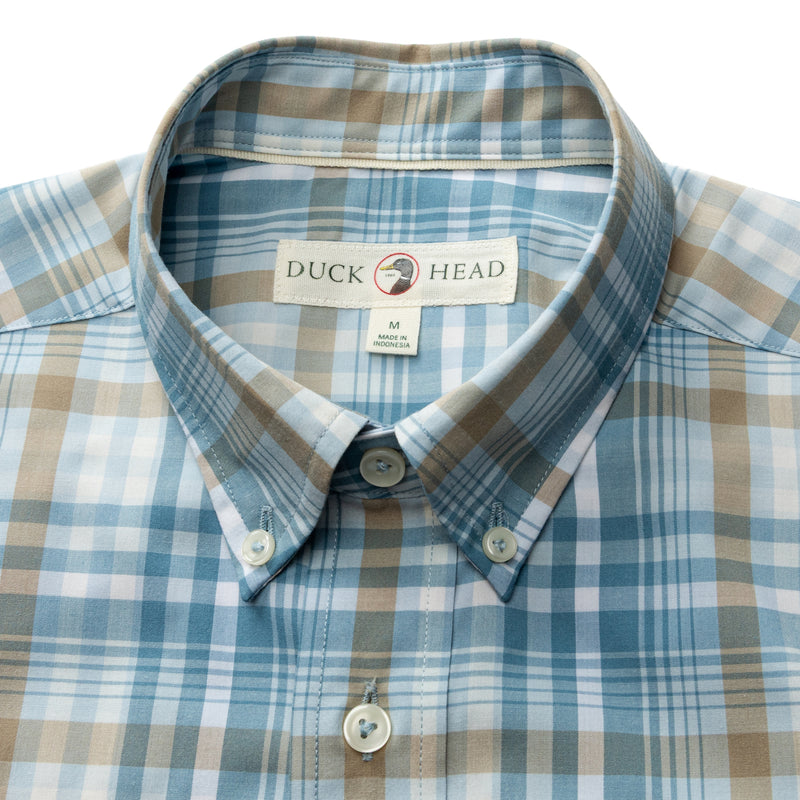 Performance Poplin Sport Shirt - Bunkley Plaid - Sky Blue