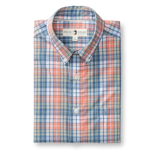 Performance Poplin Sport Shirt - Oakville Plaid - Coral
