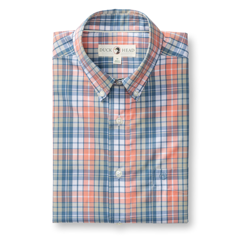 Performance Poplin Sport Shirt - Oakville Plaid - Coral