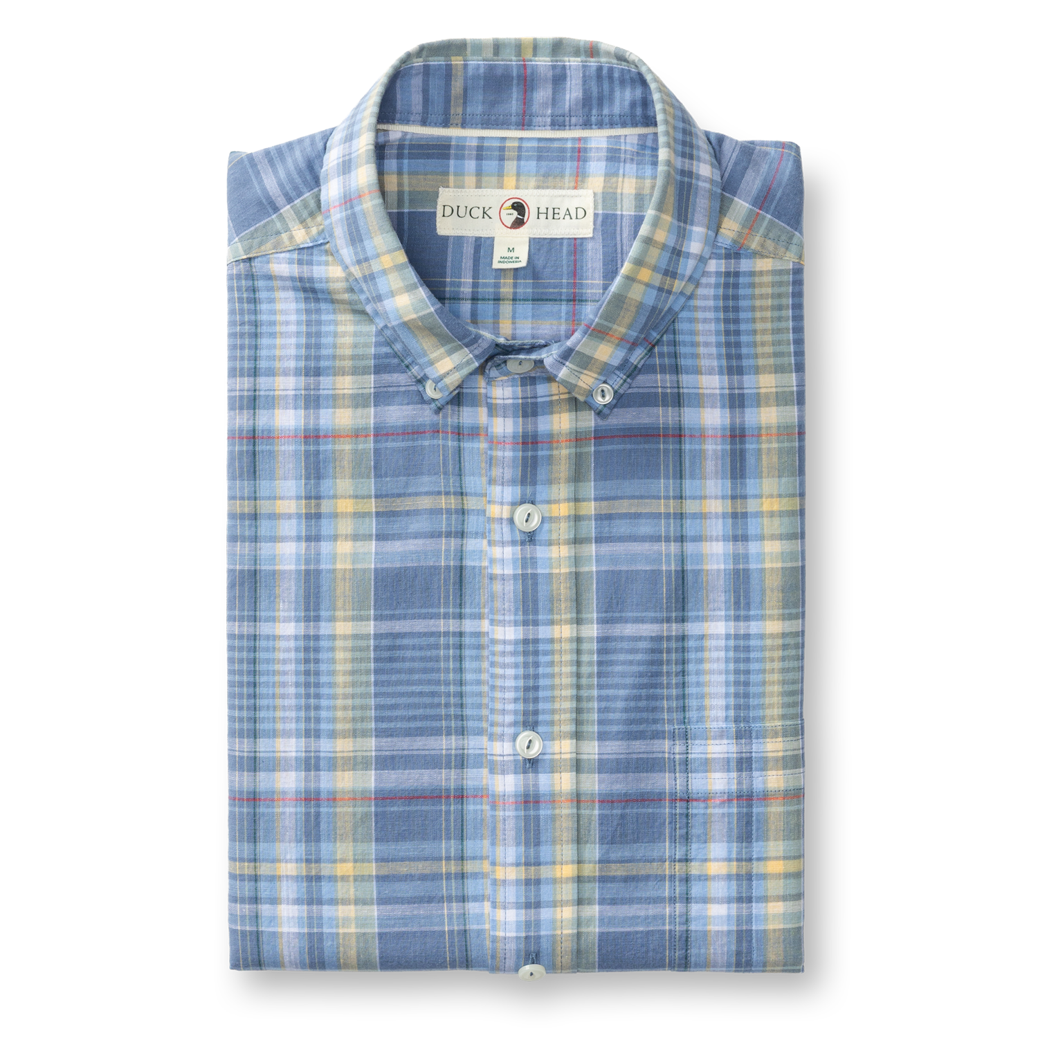 Cotton Slub Sport Shirt - Greer Plaid - Chambray Blue