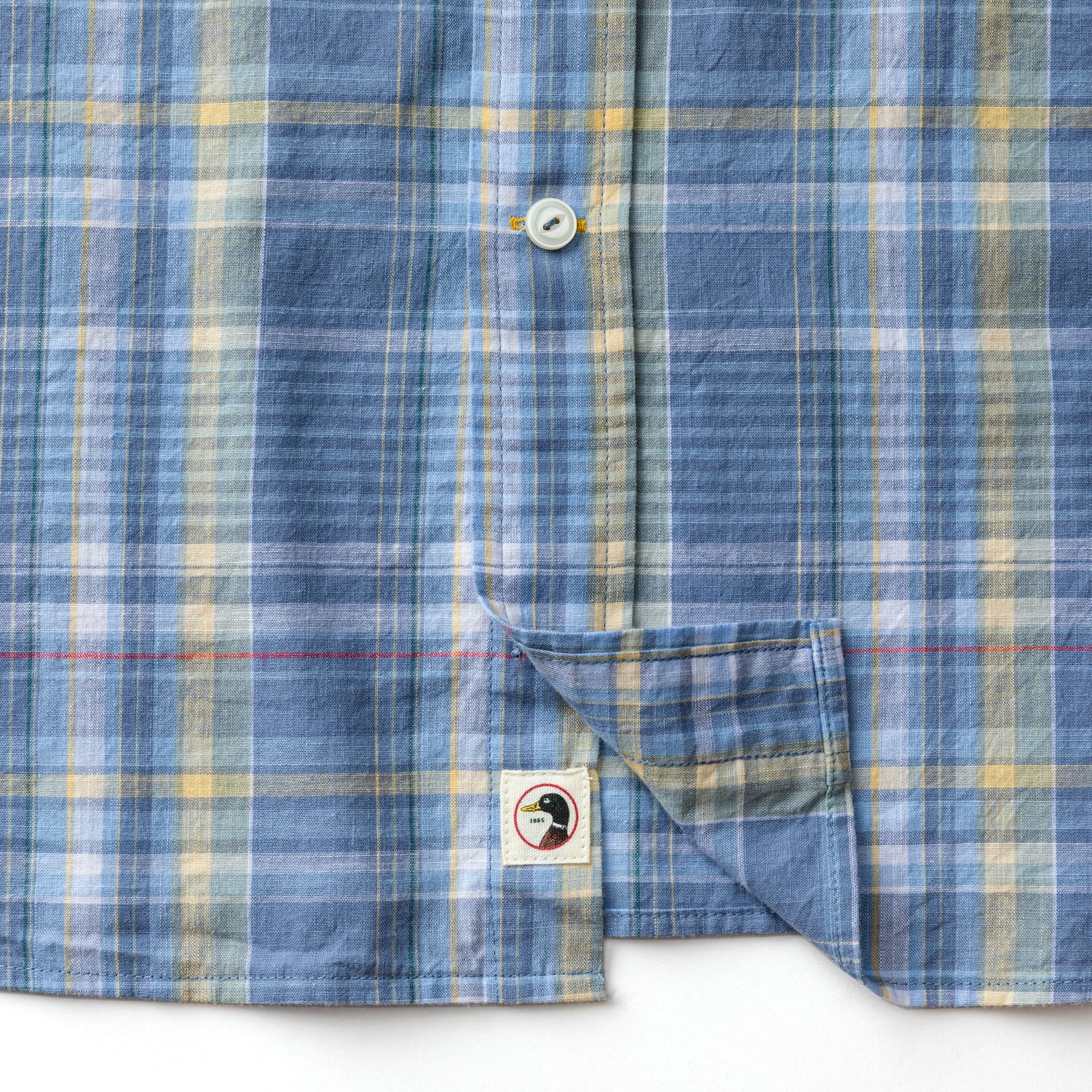 Cotton Slub Sport Shirt - Greer Plaid - Chambray Blue