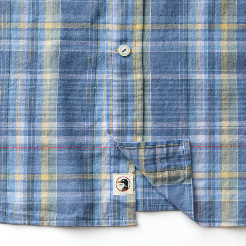 Cotton Slub Sport Shirt - Greer Plaid - Chambray Blue