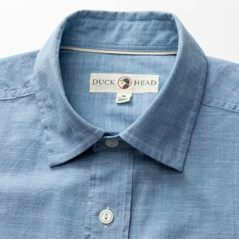 Cotton Chambray Sport Shirt - Verona Solid - Sunwashed Blue