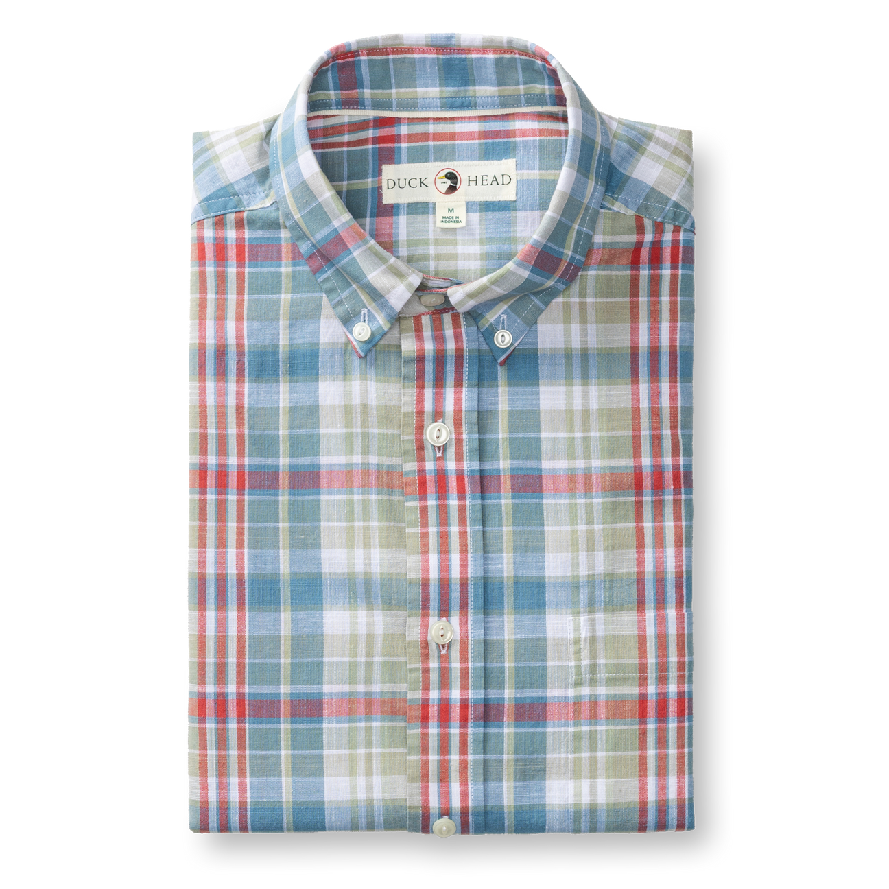 Cotton Chambray Sport Shirt - Thorne Plaid - Sunwashed Blue
