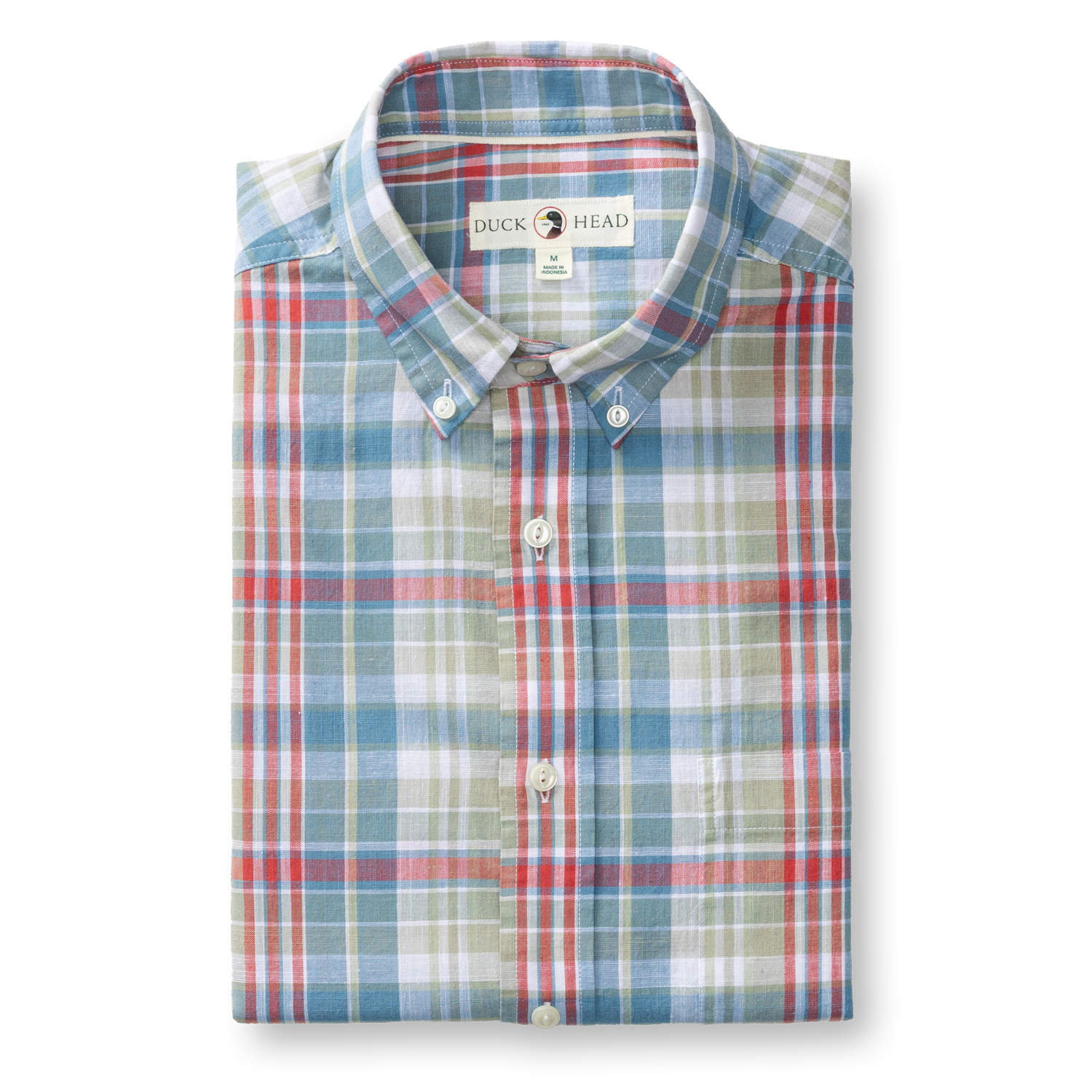 Cotton Chambray Sport Shirt - Thorne Plaid - Sunwashed Blue