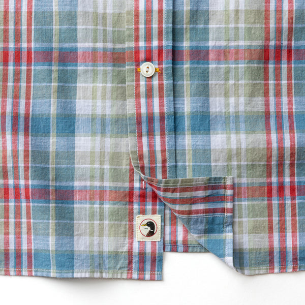 Cotton Chambray Sport Shirt - Thorne Plaid - Sunwashed Blue