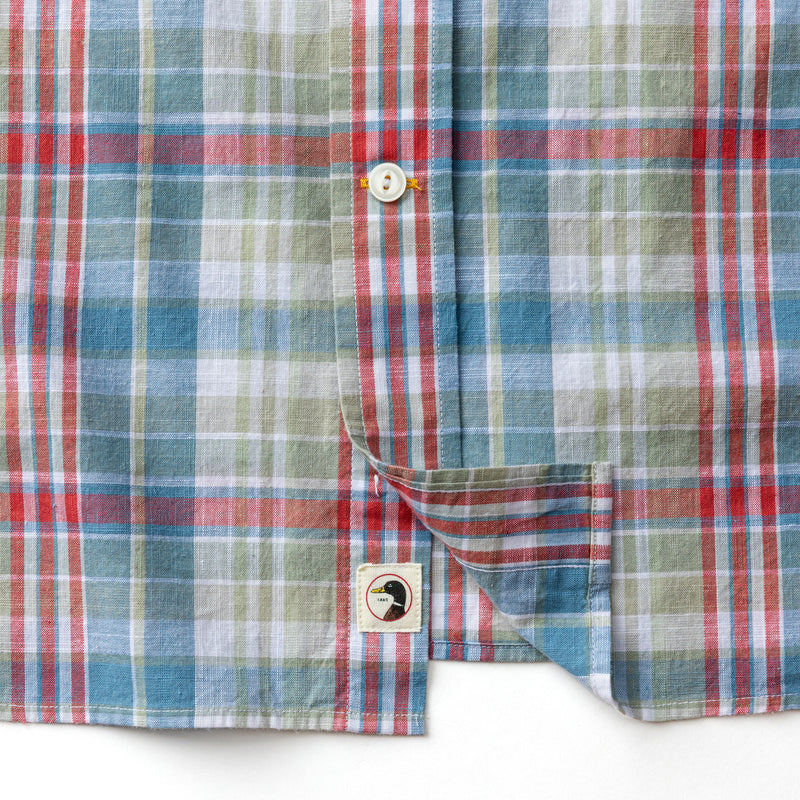 Cotton Chambray Sport Shirt - Thorne Plaid - Sunwashed Blue