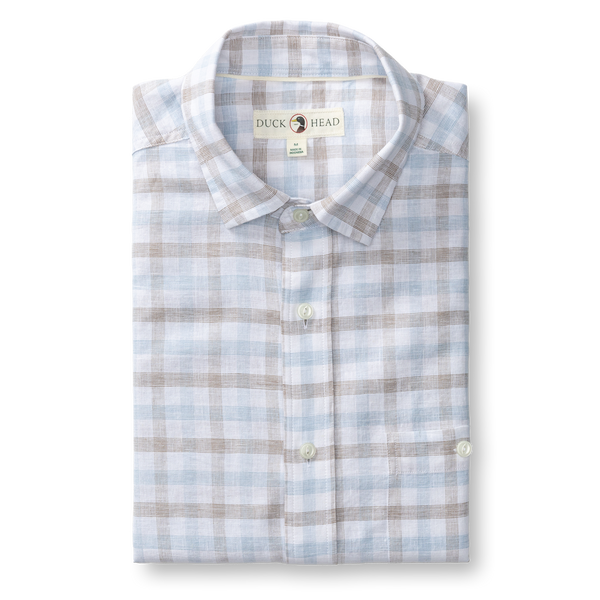 Linen Cotton Oxford Sport Shirt - Norwood Plaid - Clay