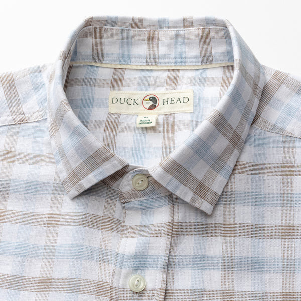 Linen Cotton Oxford Sport Shirt - Norwood Plaid - Clay