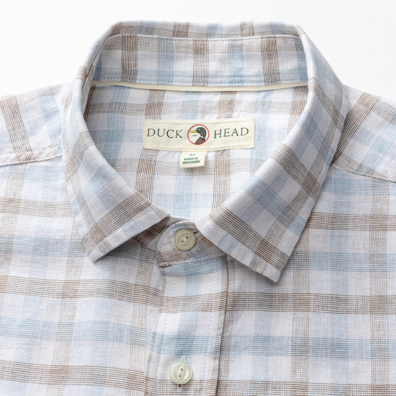 Linen Cotton Oxford Sport Shirt - Norwood Plaid - Clay
