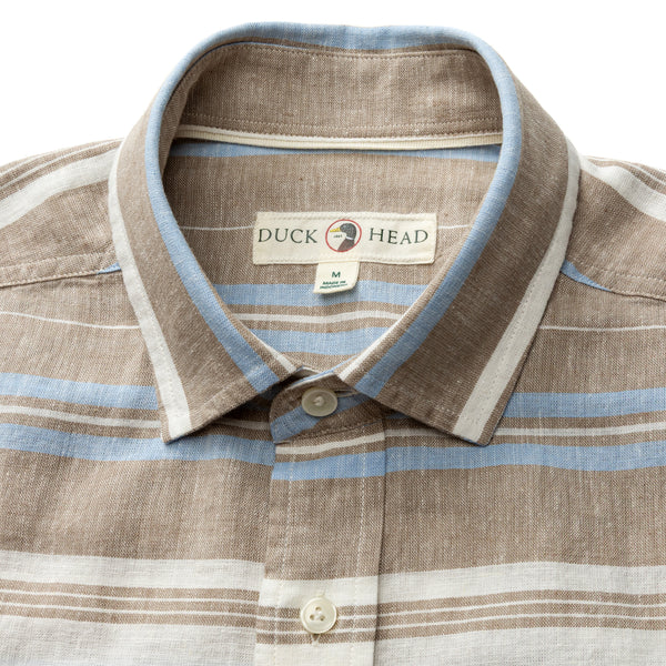 Linen Cotton Oxford Sport Shirt - Matthews Stripe - Clay