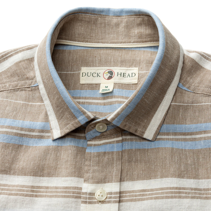 Linen Cotton Oxford Sport Shirt - Matthews Stripe - Clay