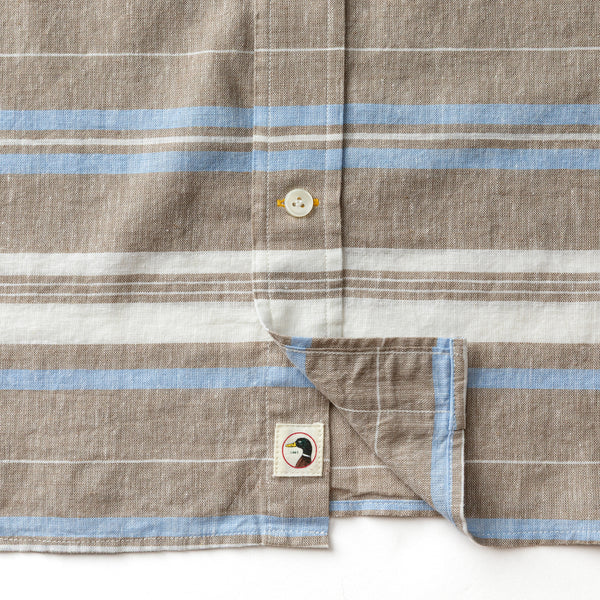 Linen Cotton Oxford Sport Shirt - Matthews Stripe - Clay