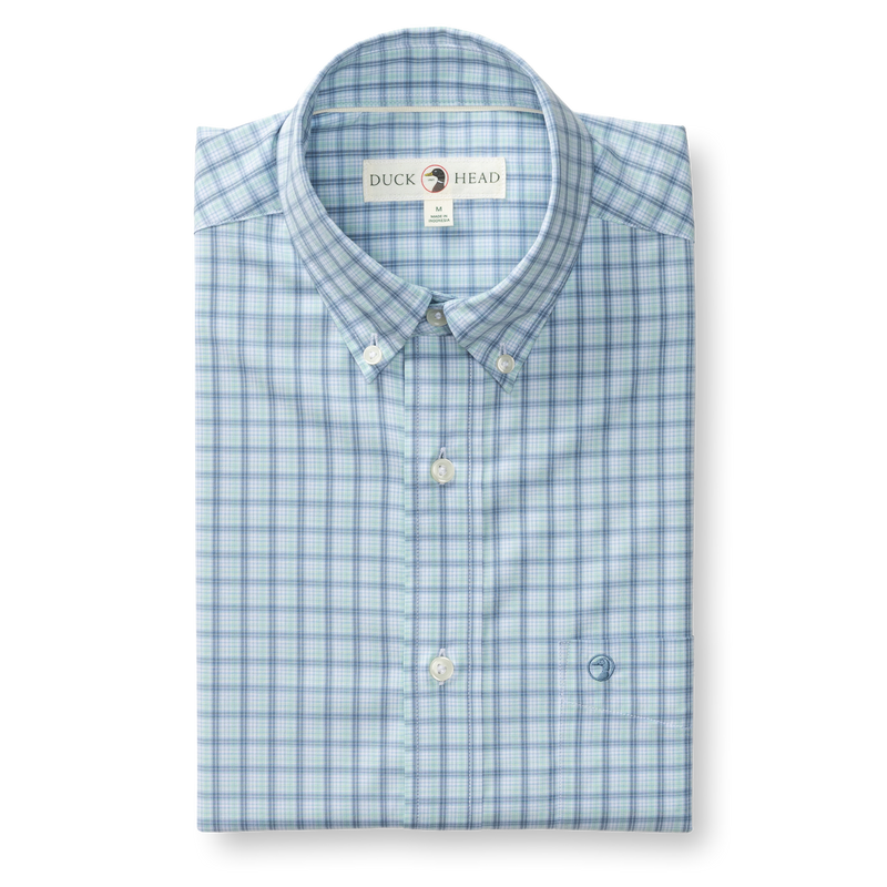 Performance Poplin Sport Shirt - Linwood Plaid - Seafoam Green
