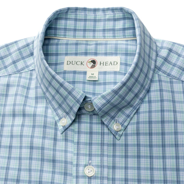 Performance Poplin Sport Shirt - Linwood Plaid - Seafoam Green