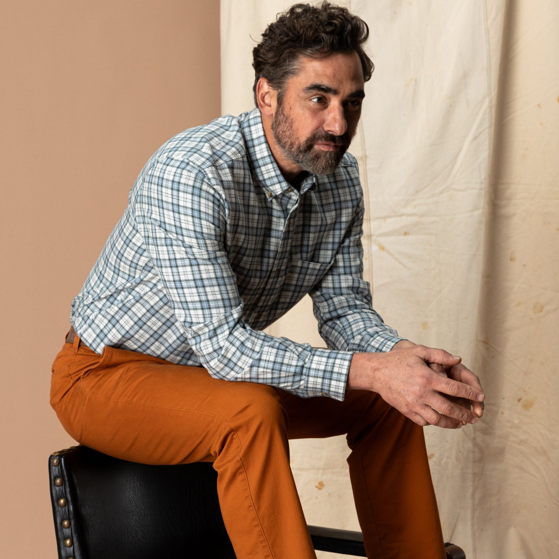 Cotton Wool Sport Shirt - Radford Plaid - Windblown Sky