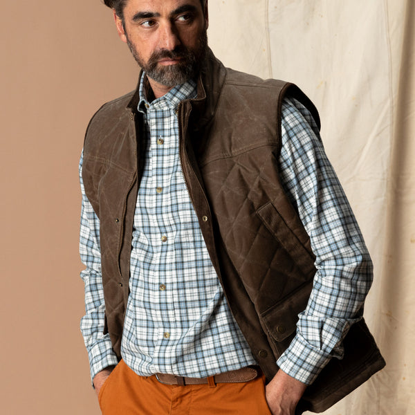 Cotton Wool Sport Shirt - Radford Plaid - Windblown Sky