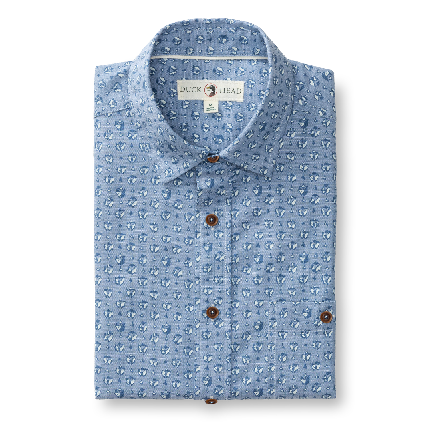 Cotton Chambray Sport Shirt - Bellmont Print - Blue Horizon