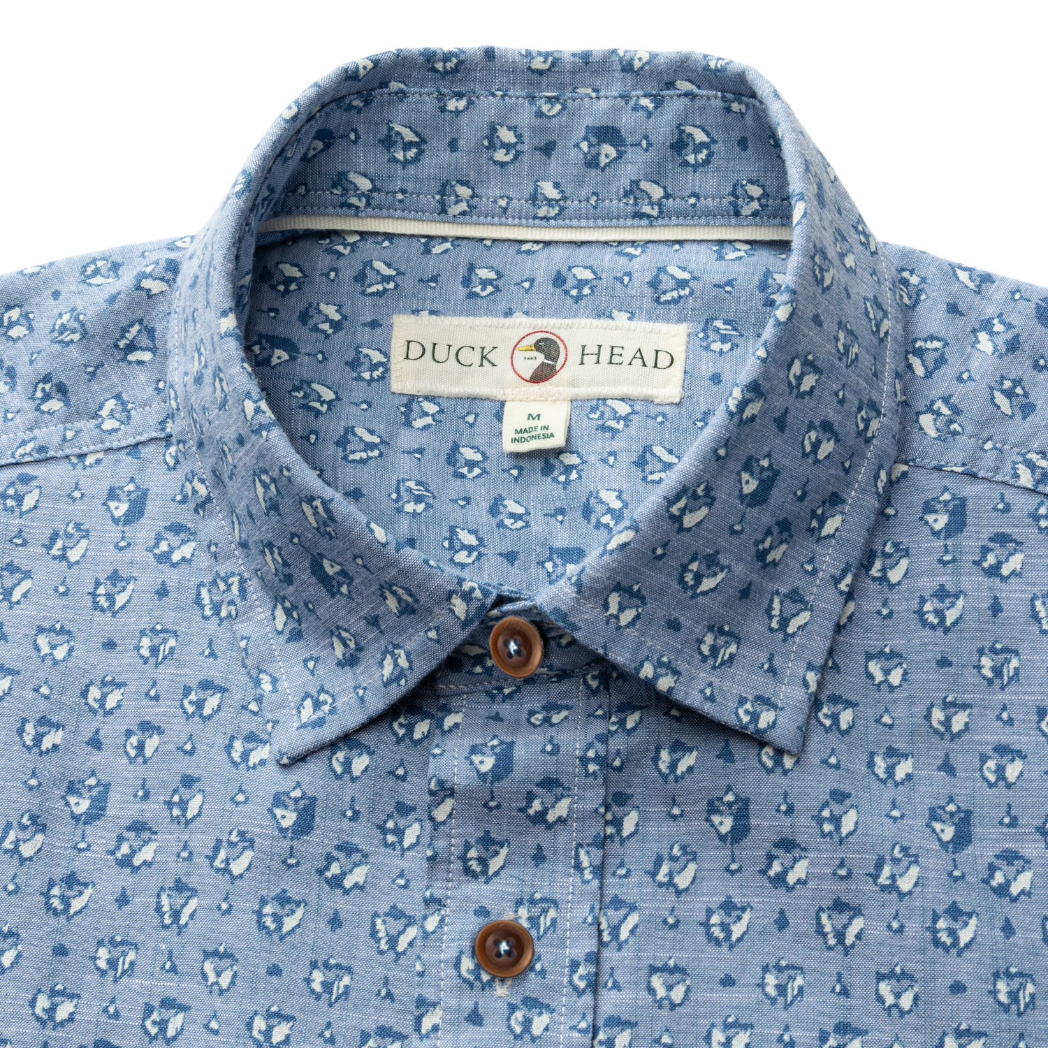 Cotton Chambray Sport Shirt - Bellmont Print - Blue Horizon