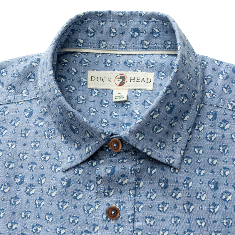 Cotton Chambray Sport Shirt - Bellmont Print - Blue Horizon