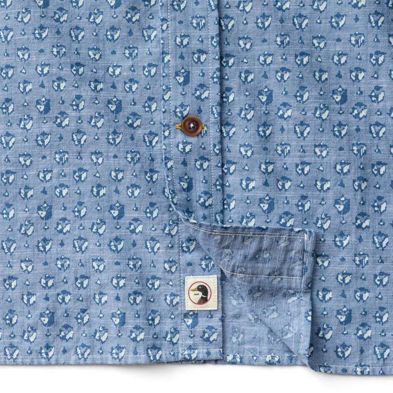 Cotton Chambray Sport Shirt - Bellmont Print - Blue Horizon