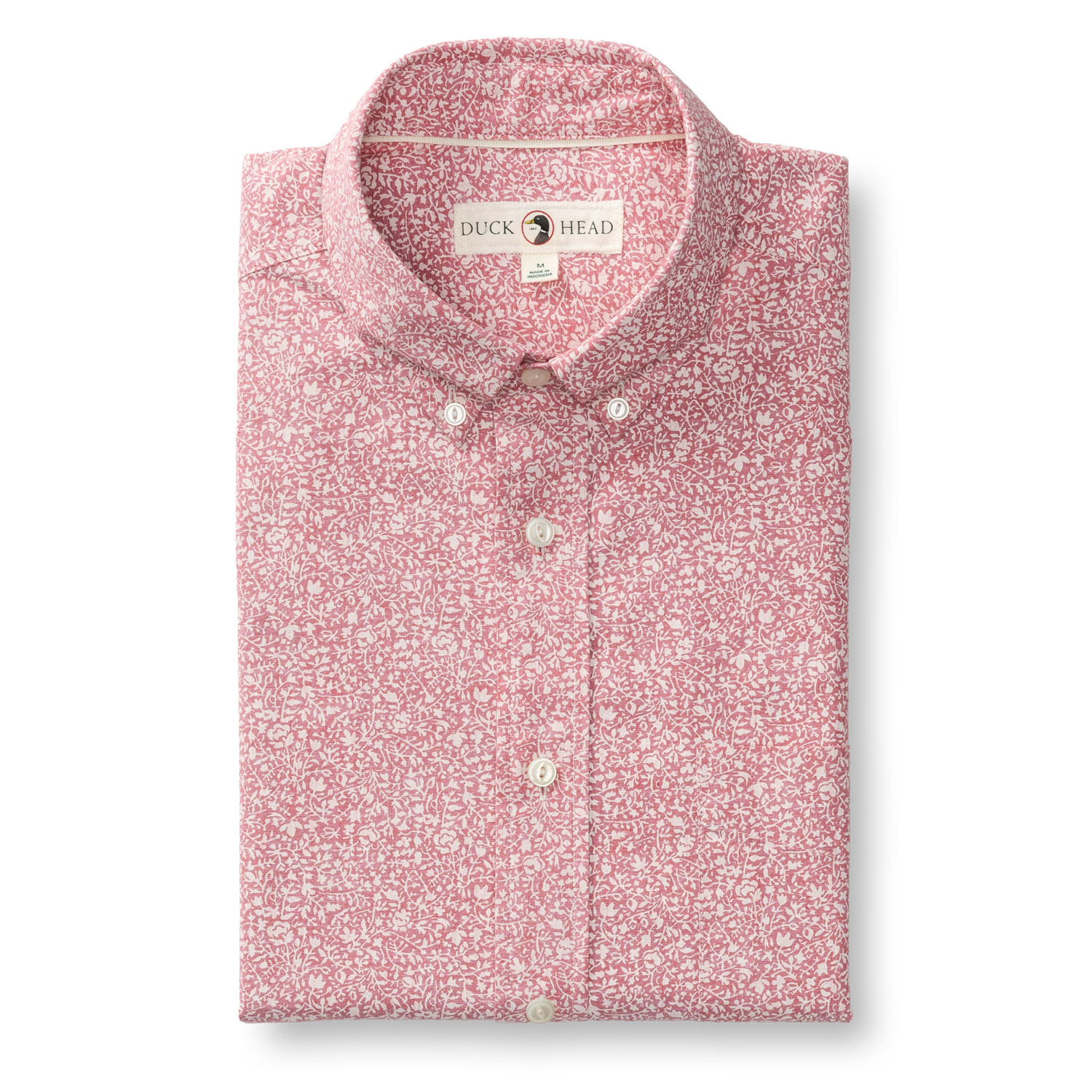 Cotton Chambray Sport Shirt - Woodville Floral - Rosewood