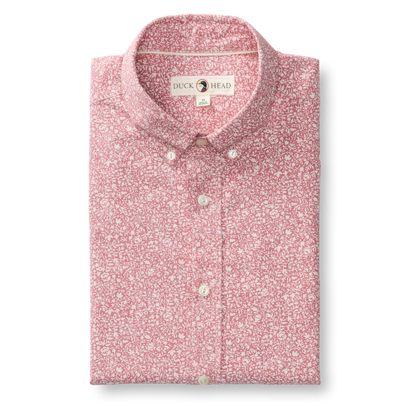 Cotton Chambray Sport Shirt - Woodville Floral - Rosewood