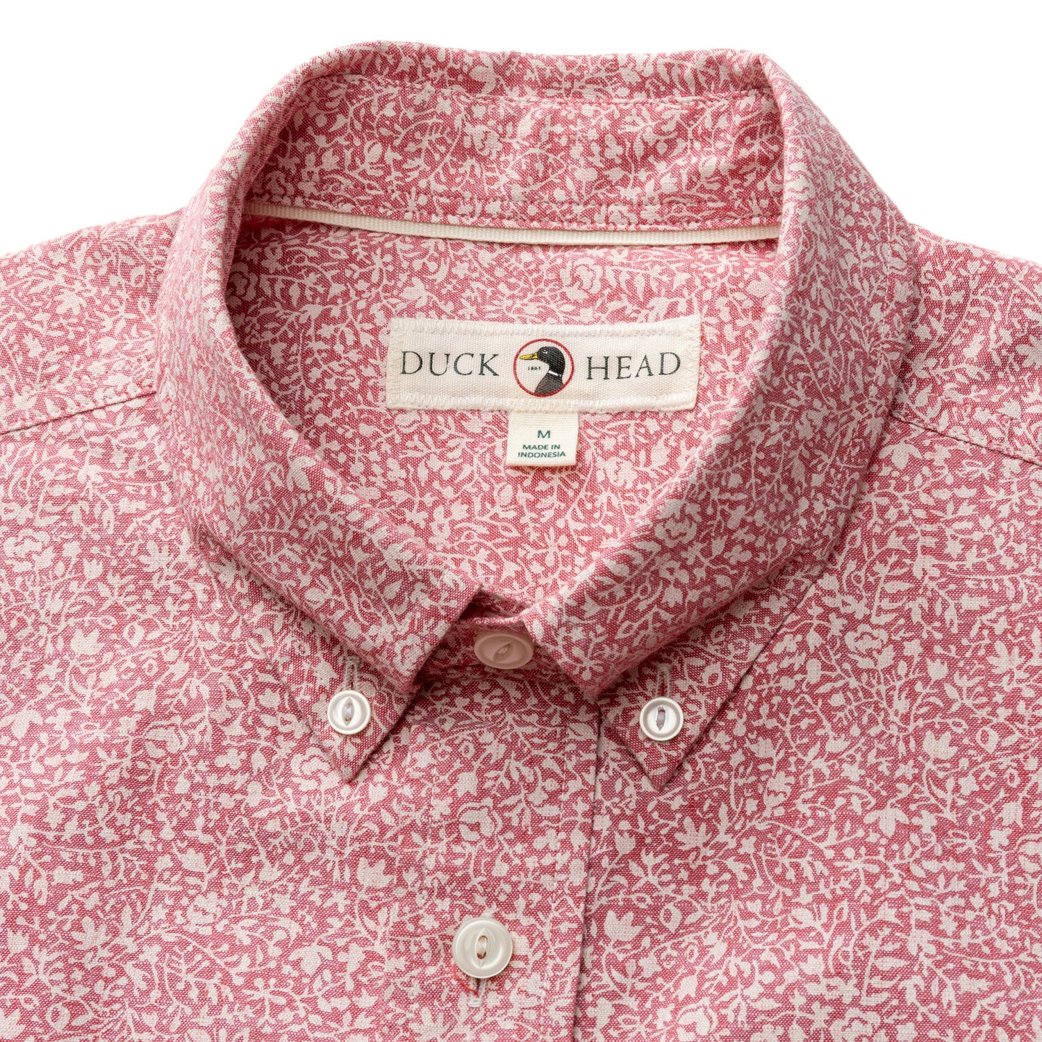 Cotton Chambray Sport Shirt - Woodville Floral - Rosewood