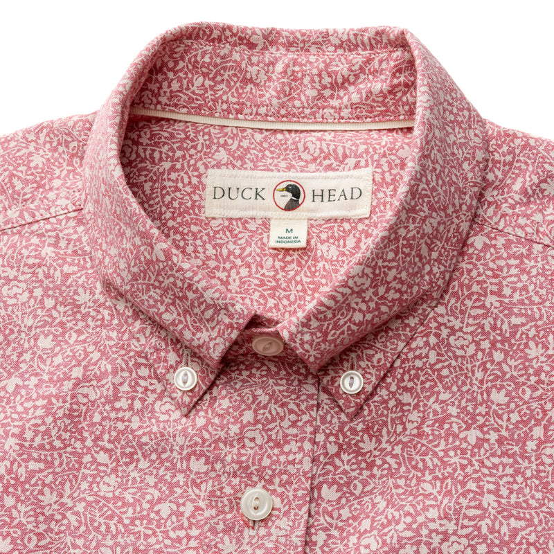 Cotton Chambray Sport Shirt - Woodville Floral - Rosewood
