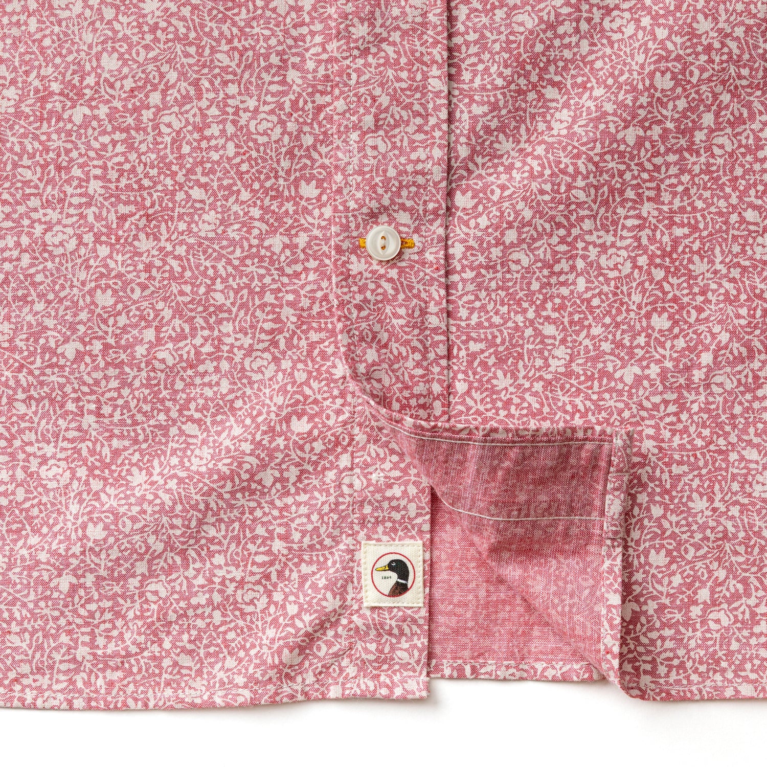 Cotton Chambray Sport Shirt - Woodville Floral - Rosewood