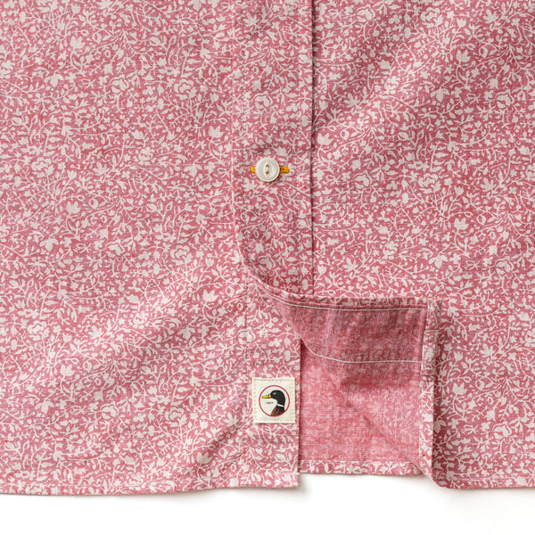 Cotton Chambray Sport Shirt - Woodville Floral - Rosewood