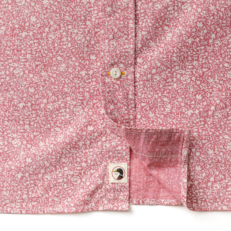 Cotton Chambray Sport Shirt - Woodville Floral - Rosewood
