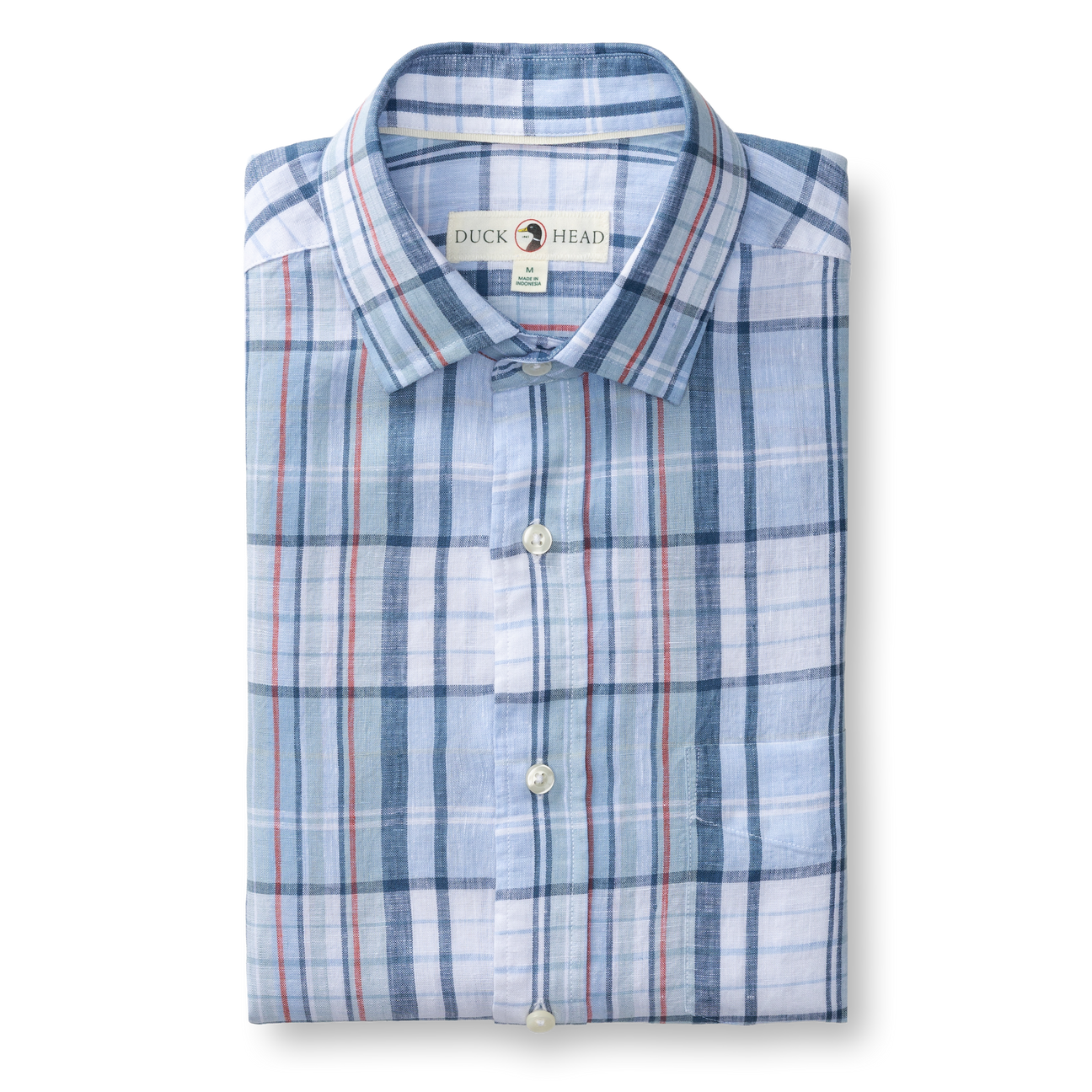 Linen Poplin Sport Shirt - Bridger Plaid - Serenity Blue