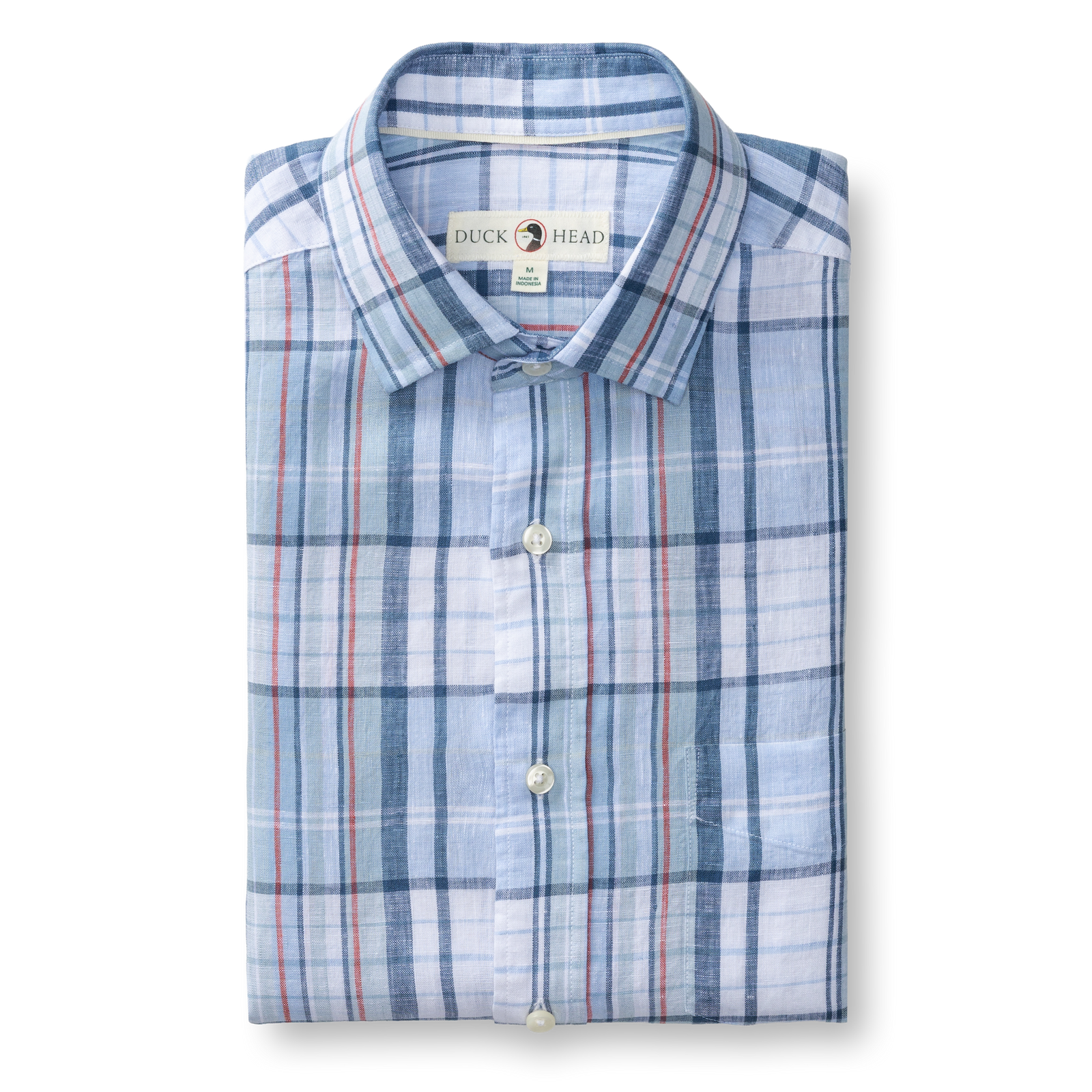 Linen Poplin Sport Shirt - Bridger Plaid - Serenity Blue