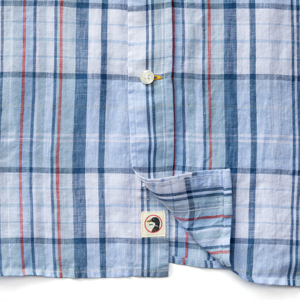 Linen Poplin Sport Shirt - Bridger Plaid - Serenity Blue