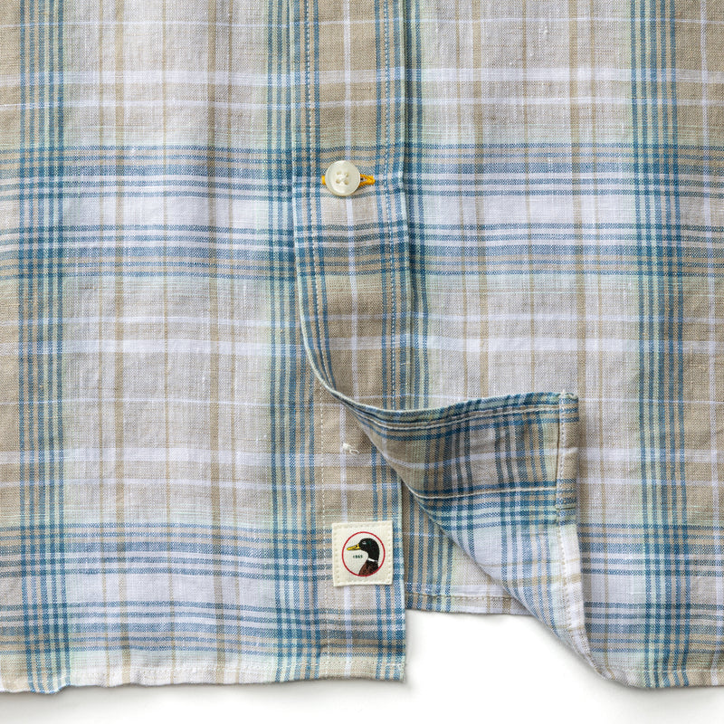 Linen Poplin Sport Shirt - Chaplin Plaid - Sandstone
