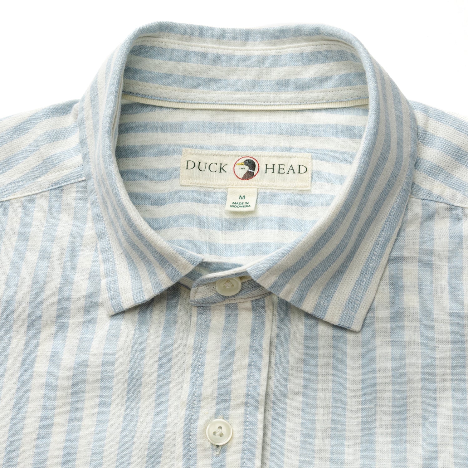 Linen Cotton Oxford Sport Shirt - Baxter Stripe - Sky Blue