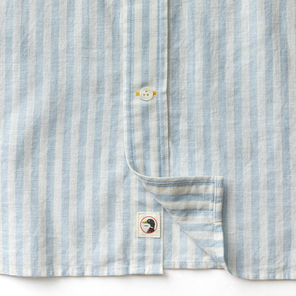 Linen Cotton Oxford Sport Shirt - Baxter Stripe - Sky Blue