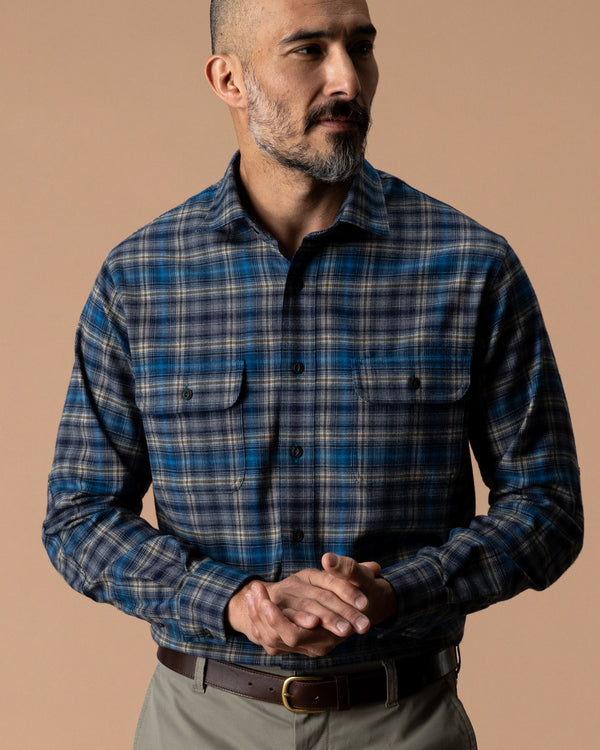 Performance Flannel Sport Shirt - Ellicot Plaid - Deep Navy