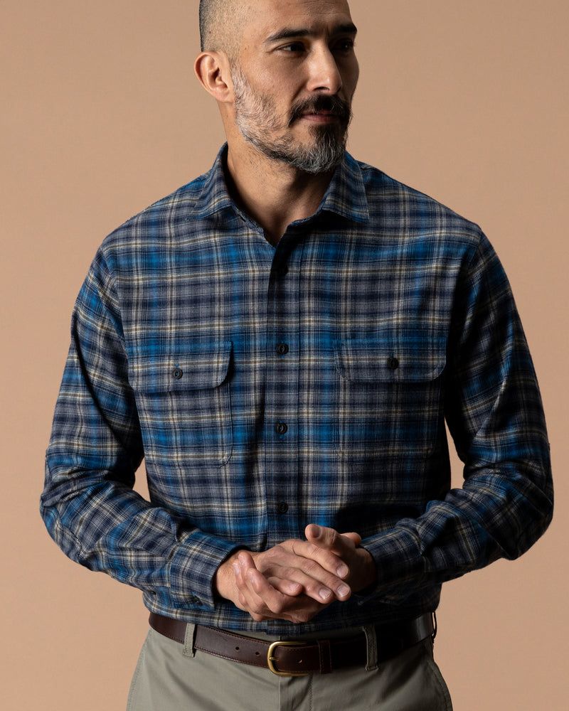 Performance Flannel Sport Shirt - Ellicot Plaid - Deep Navy