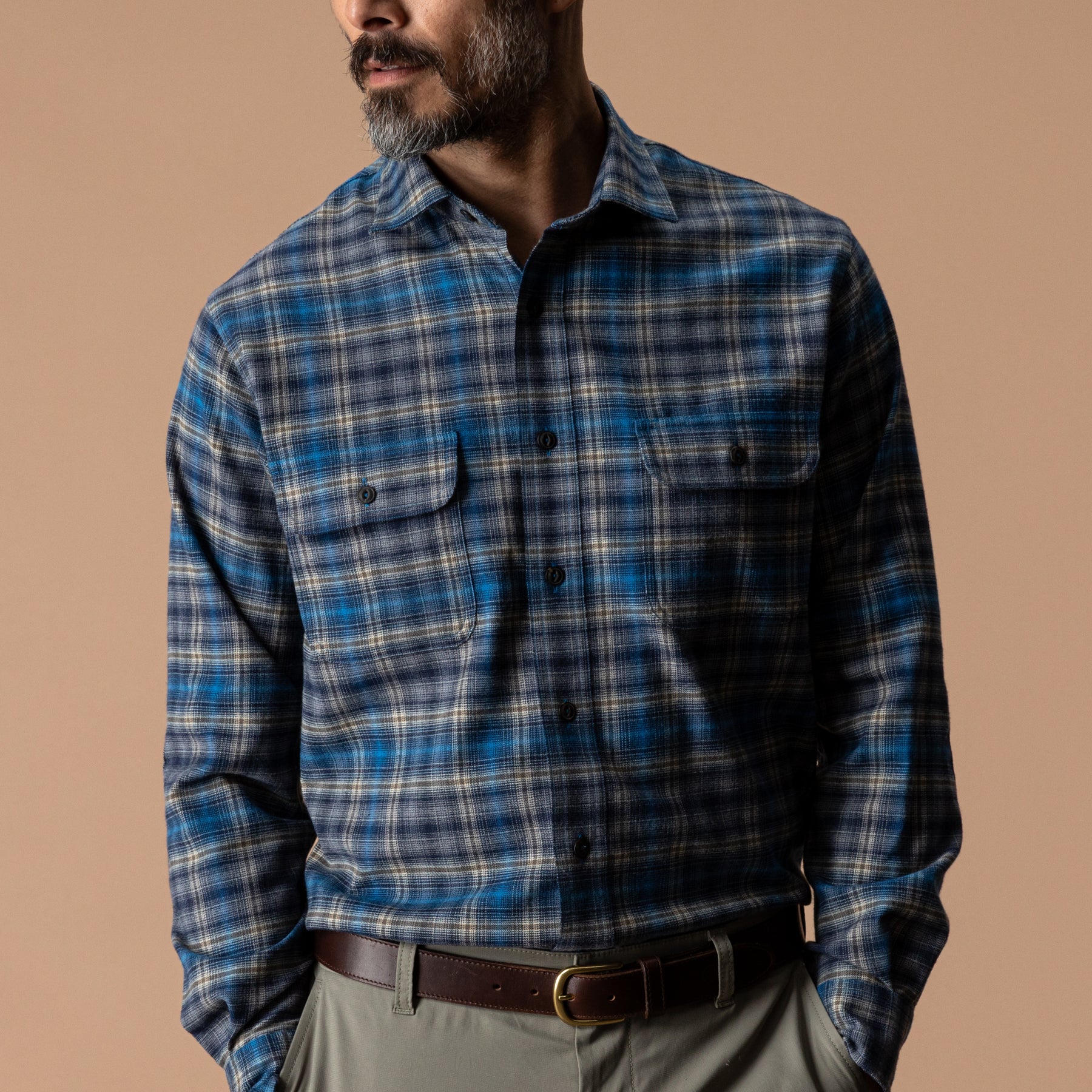 Performance Flannel Sport Shirt - Ellicot Plaid - Deep Navy