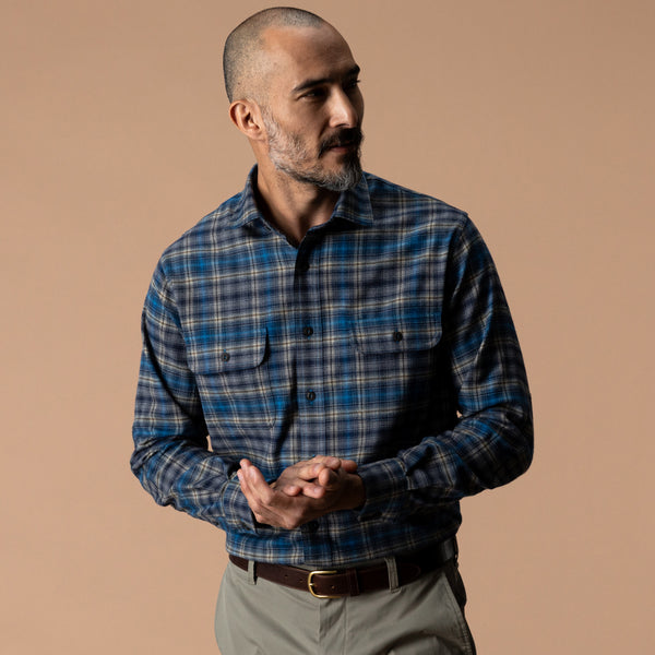 Performance Flannel Sport Shirt - Ellicot Plaid - Deep Navy